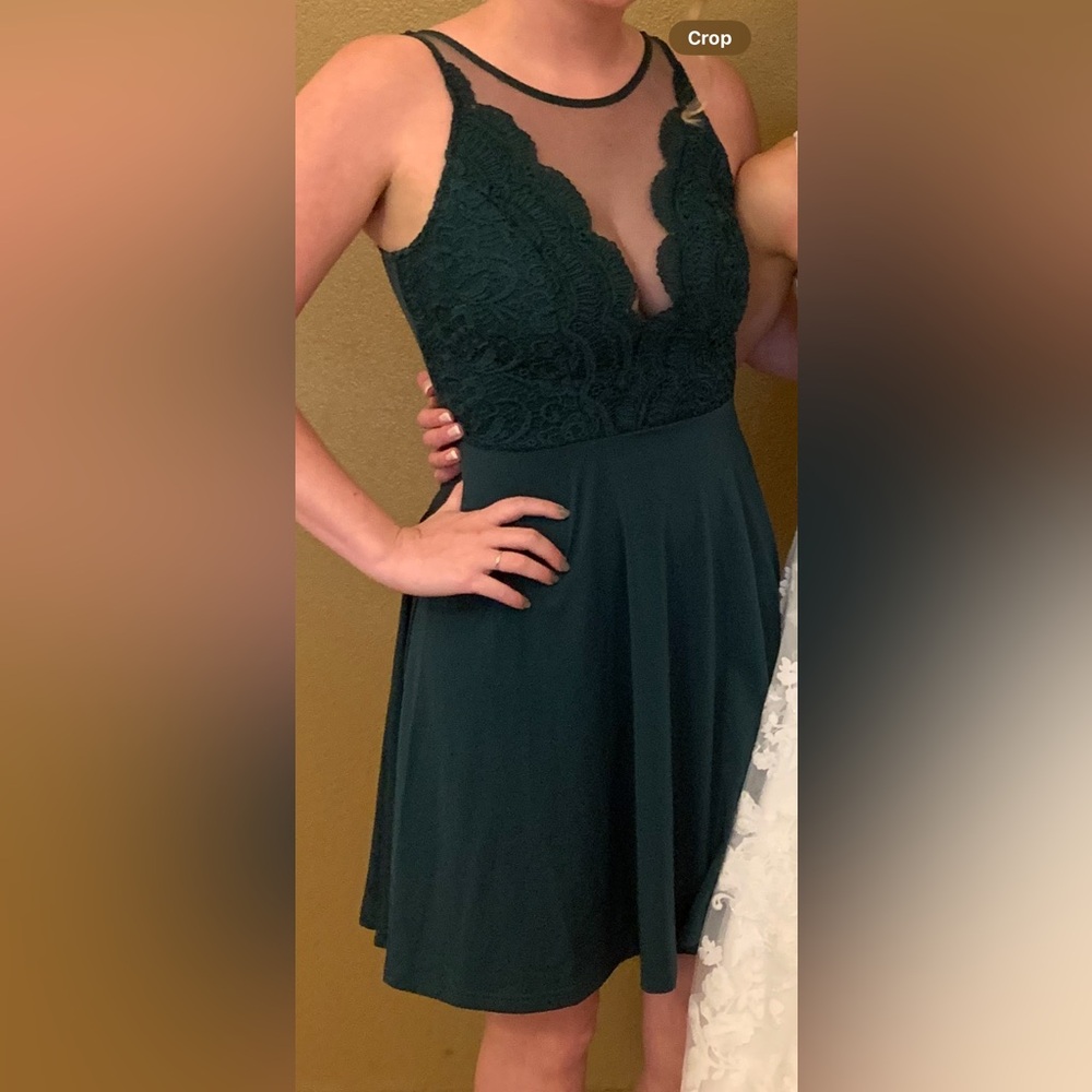 Grace Karin Green Fit and Flare V-Neck Dress